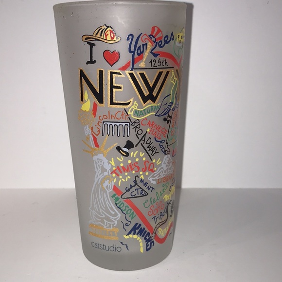 Cat studio highball glass New York good used condition wonderful graphics 2004 - Picture 2 of 6